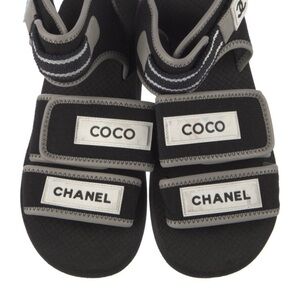 Chanel Kids Black and Gray Sandals
